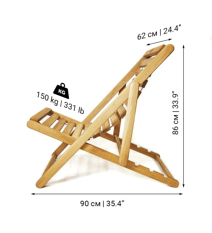 Folding Wooden Deck Chair vendor-unknown Sun loungers and deck chairs