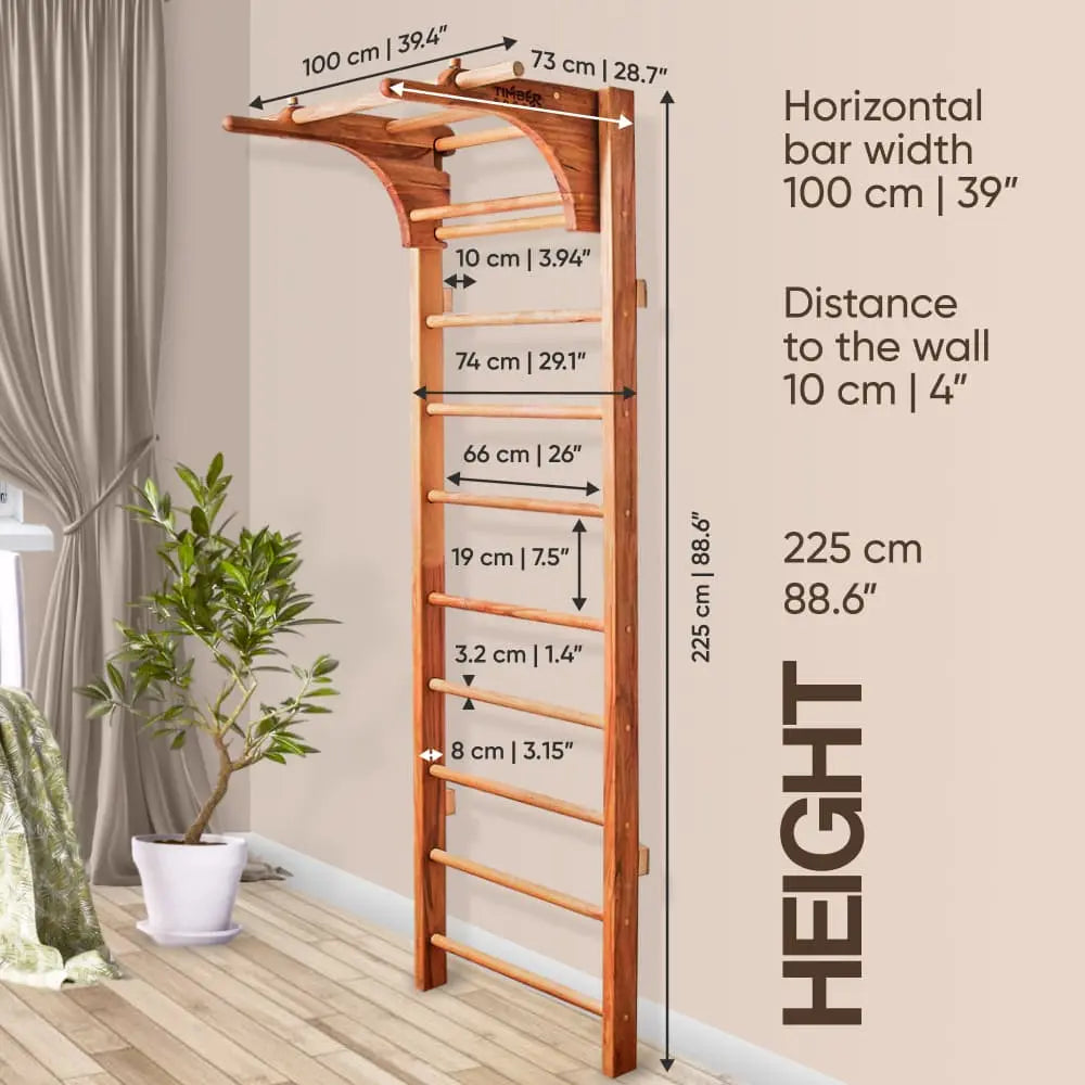 Swedish Ladder Set for Adults and Kids with a Rope, Rope Ladder, Rings and Swing vendor-unknown Wall bars