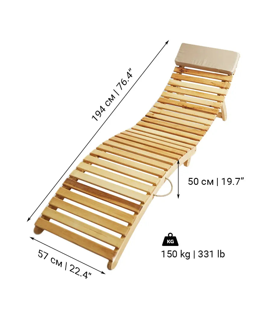 Wooden Folding Sunbed for Outdoor Use vendor-unknown Sun loungers and deck chairs
