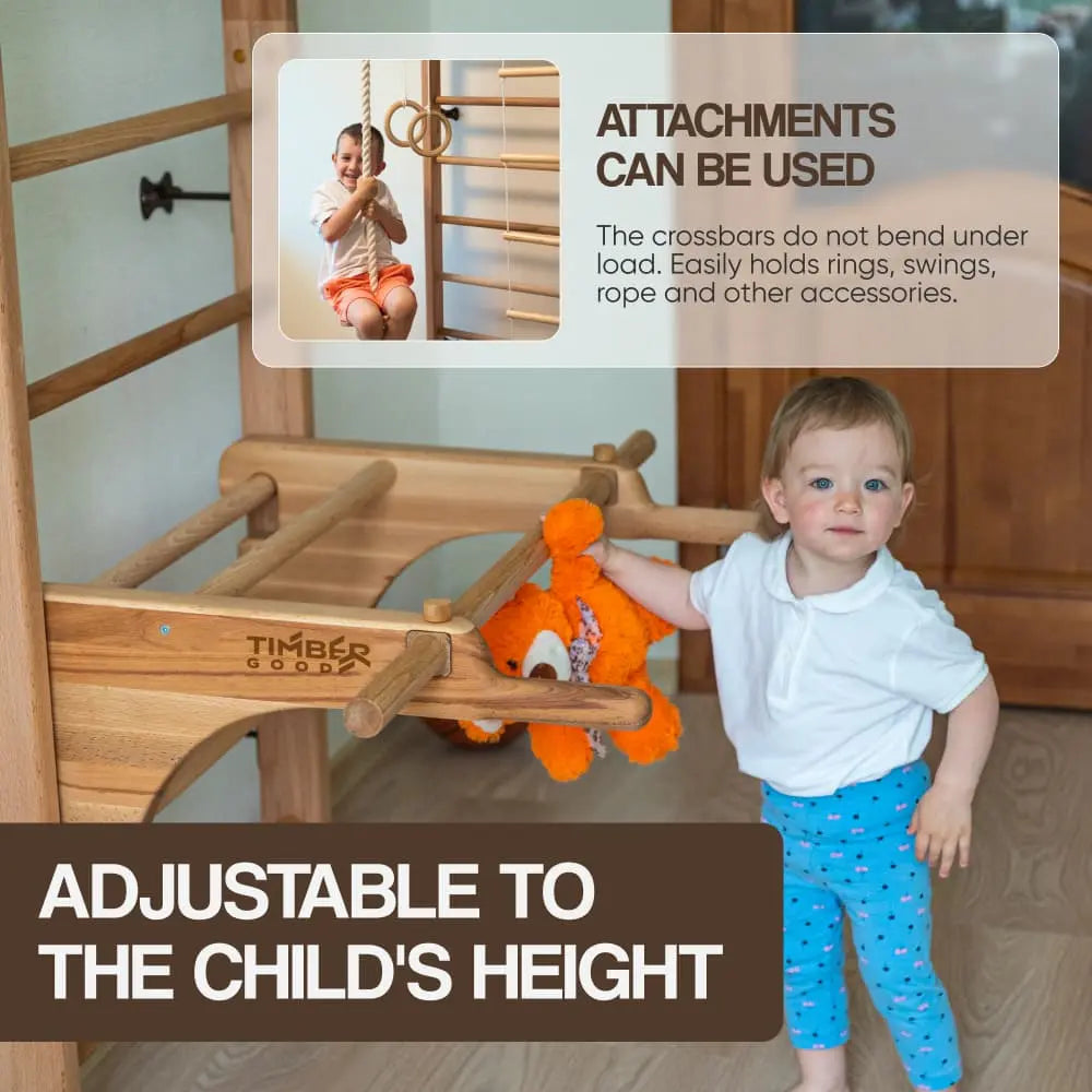 Wooden wall bars with removable Pull-Up Bar and Dip Bar vendor-unknown Wall bars