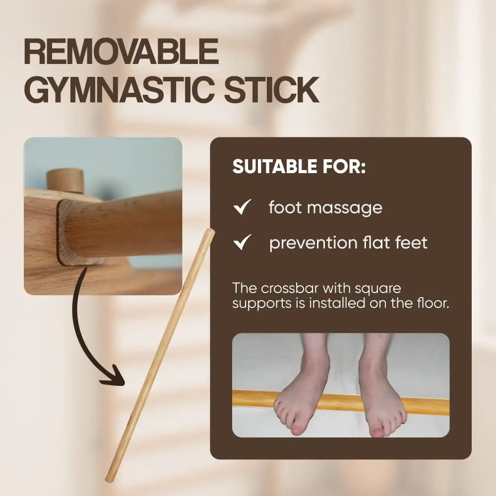 Wooden wall bars with removable Pull-Up Bar and Dip Bar vendor-unknown Wall bars